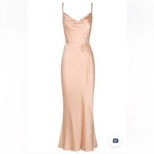 La Lune Bias Cowl Midi Dress in Desert Rose